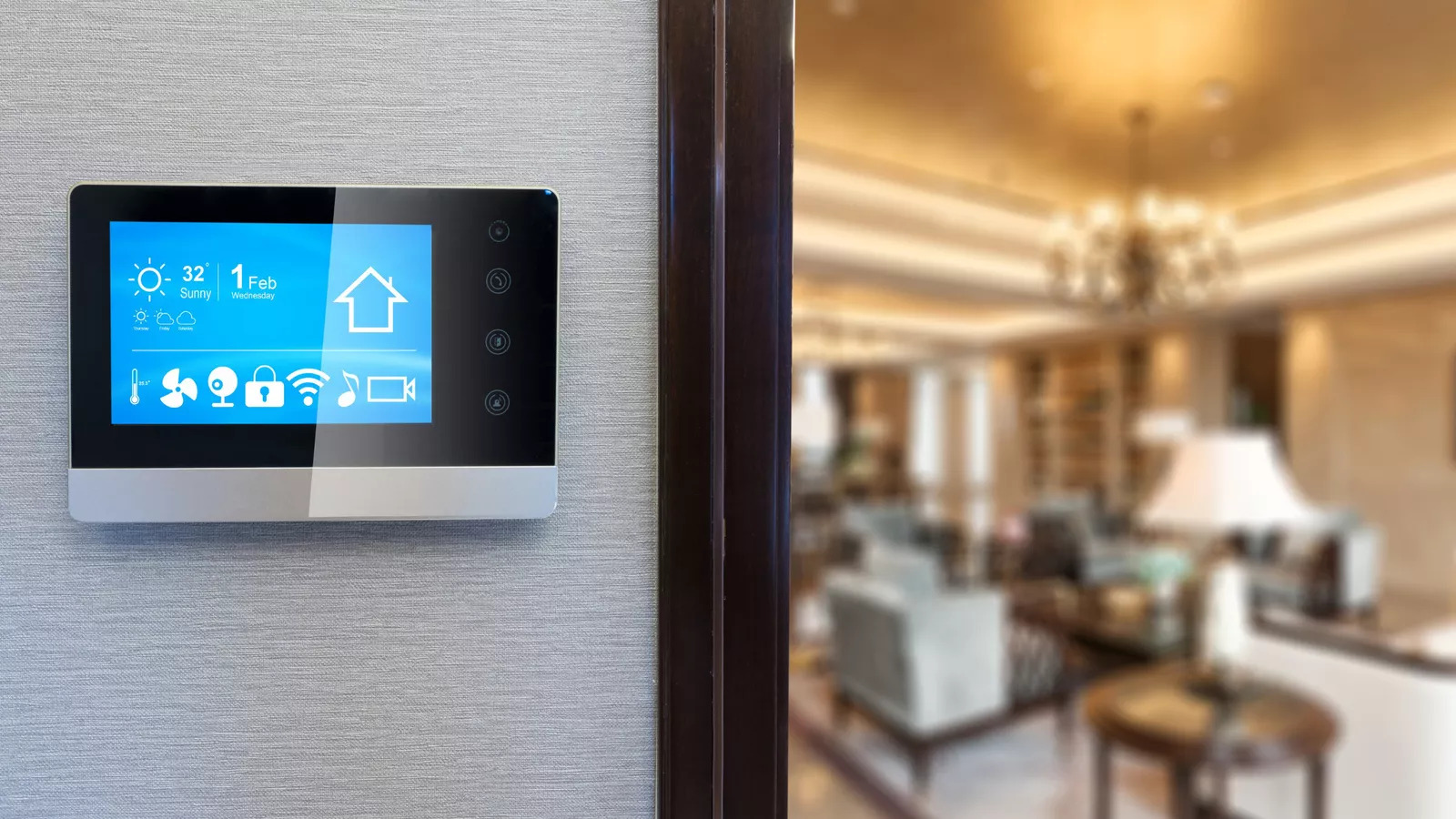 Smart thermostat controlling a custom HVAC zone in a luxury home